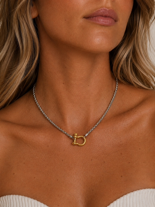 Mariner Charm Necklace – Gold & Silver Mixed Metal Coastal Necklace