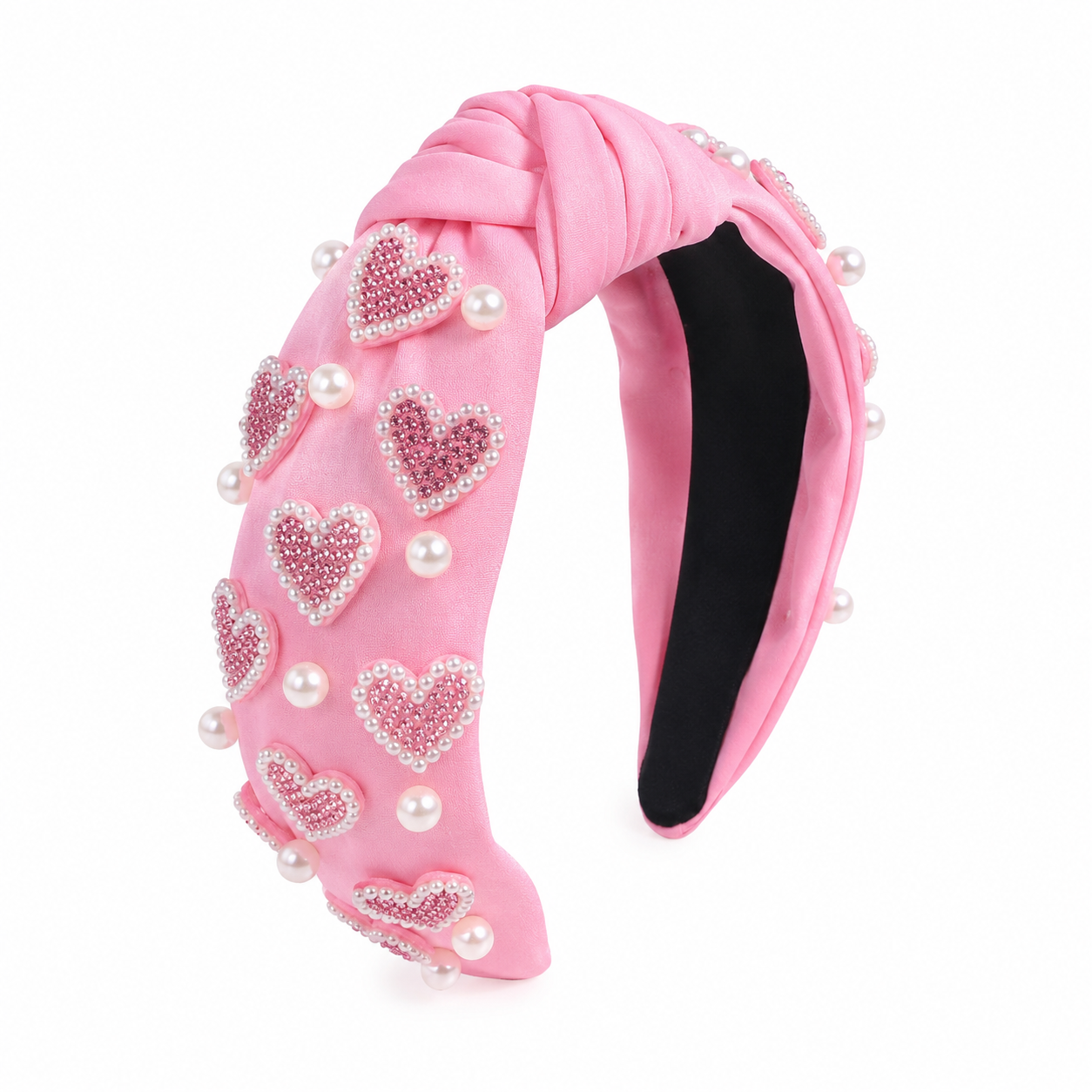 Pearl Heart Headband | Embellished Knotted Heart Headband with Pearls | Coquette Bridal Hair Accessory | Valentine’s Gift | 3 Colours