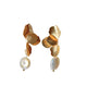 Golden Petal Pearl Drop Earrings | Elegant Statement Earrings