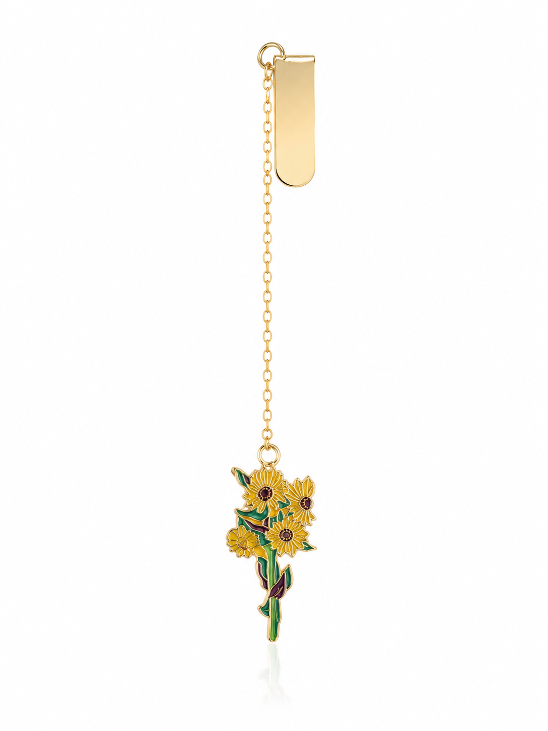 Floral Enamel Bookmark | Gold Charm Book Marker | Bookworm Gift | Flower Clip Bookmark