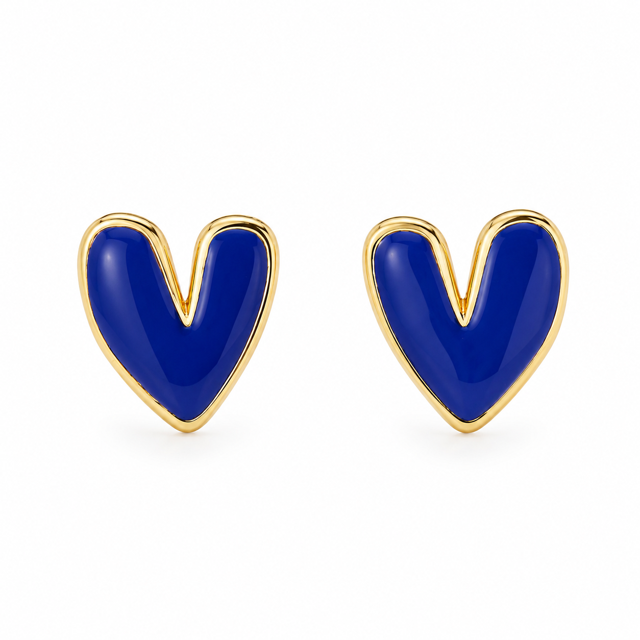 Enamel Heart Stud Earrings | Gold Framed Heart Studs | Mix & Match Colour Heart Earrings