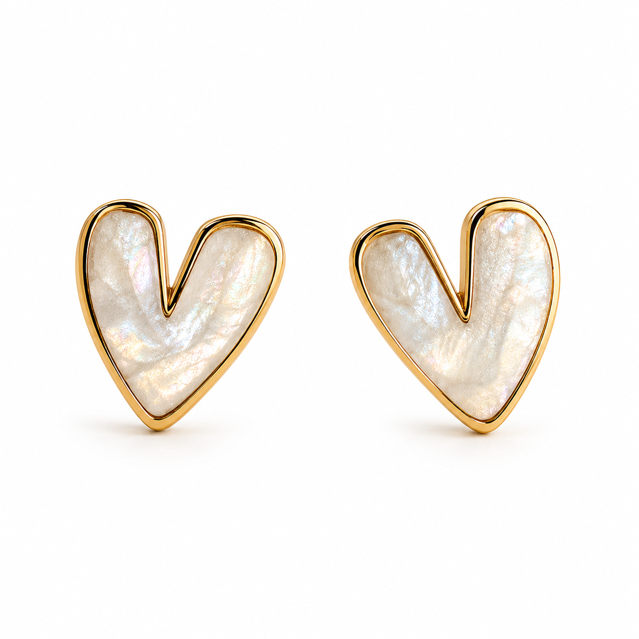 Enamel Heart Stud Earrings | Gold Framed Heart Studs | Mix & Match Colour Heart Earrings