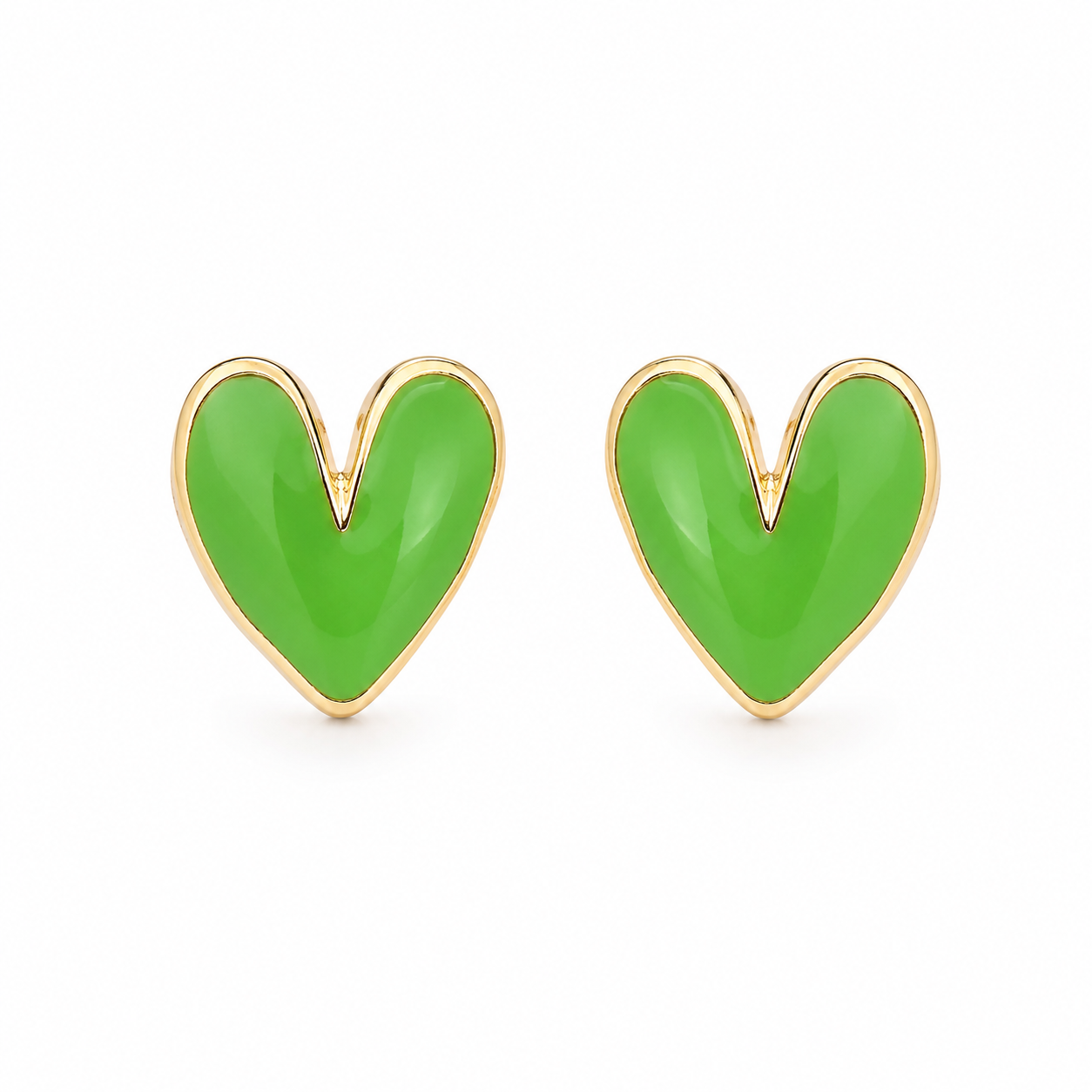 Enamel Heart Stud Earrings | Gold Framed Heart Studs | Mix & Match Colour Heart Earrings