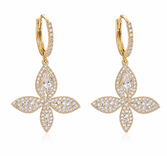 Crystal Butterfly Drop Earrings | Gold Iridescent Butterfly Hoop Earrings | Bestselling Floral Earrings