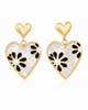 Candy Heart Cascade Earrings | Gold Daisy Heart Drop Earrings | Retro Pearl Floral Earrings