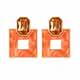 Coral Geometric Statement Earrings – Retro Acrylic & Gold-Plated Drop Earrings
