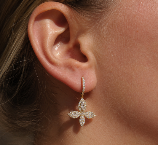 Crystal Butterfly Drop Earrings | Gold Iridescent Butterfly Hoop Earrings | Bestselling Floral Earrings