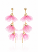 Pink Petal Drop Earrings | Tiered Organza Flower Earrings | Gold Floral Dangle Earrings