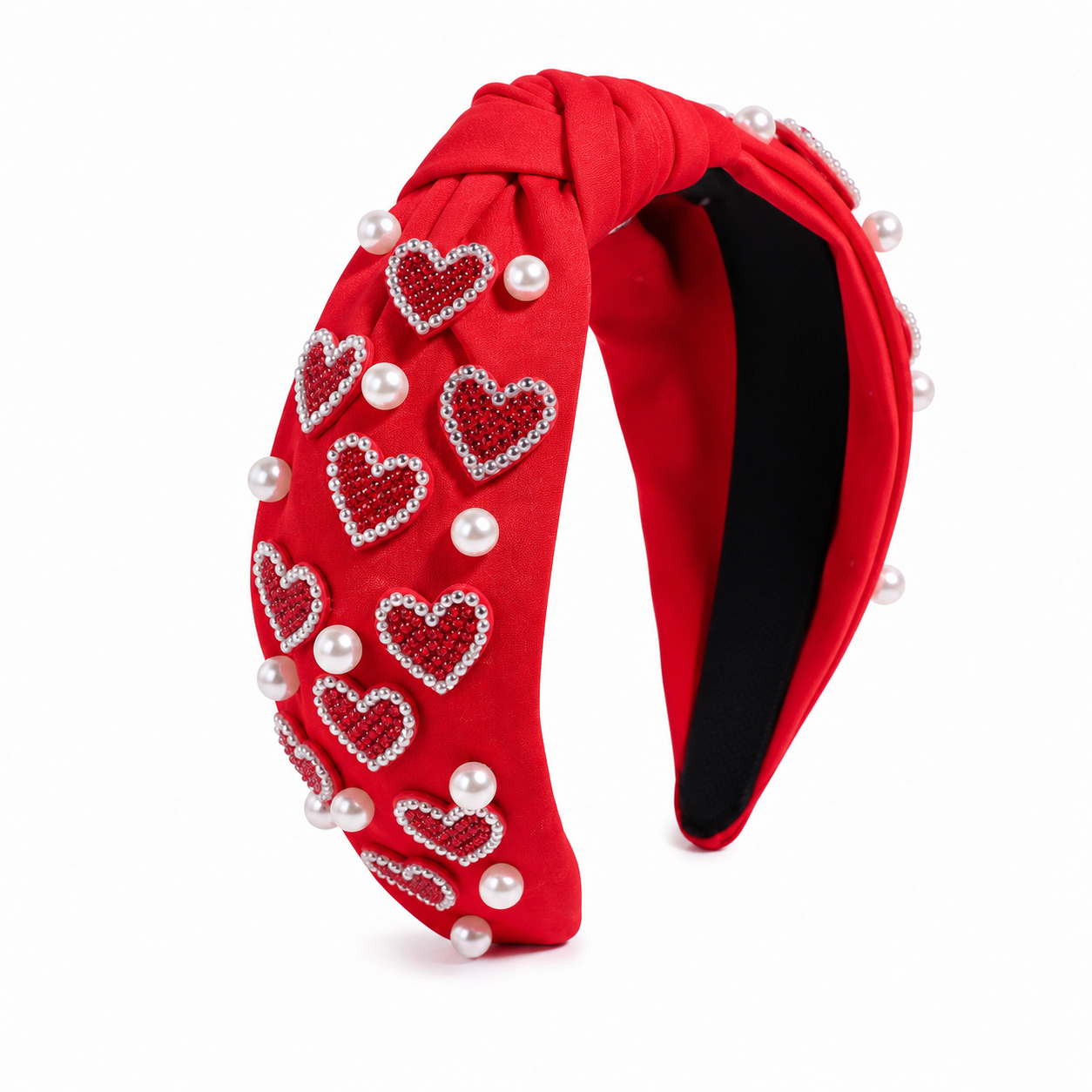 Pearl Heart Headband | Embellished Knotted Heart Headband with Pearls | Coquette Bridal Hair Accessory | Valentine’s Gift | 3 Colours