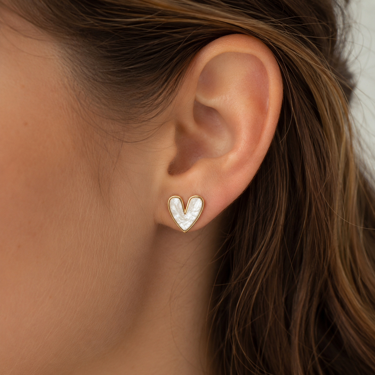 Enamel Heart Stud Earrings | Gold Framed Heart Studs | Mix & Match Colour Heart Earrings