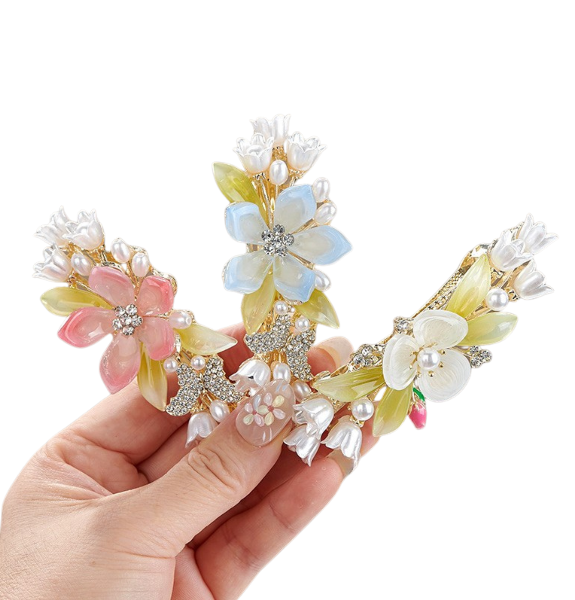 Garden Muse Floral Hair Clip | Pearl & Rhinestone Flower Hair Pin | Bridal Botanical Hair Accessory | Occasion & Wedding Hair | Multiple Styles